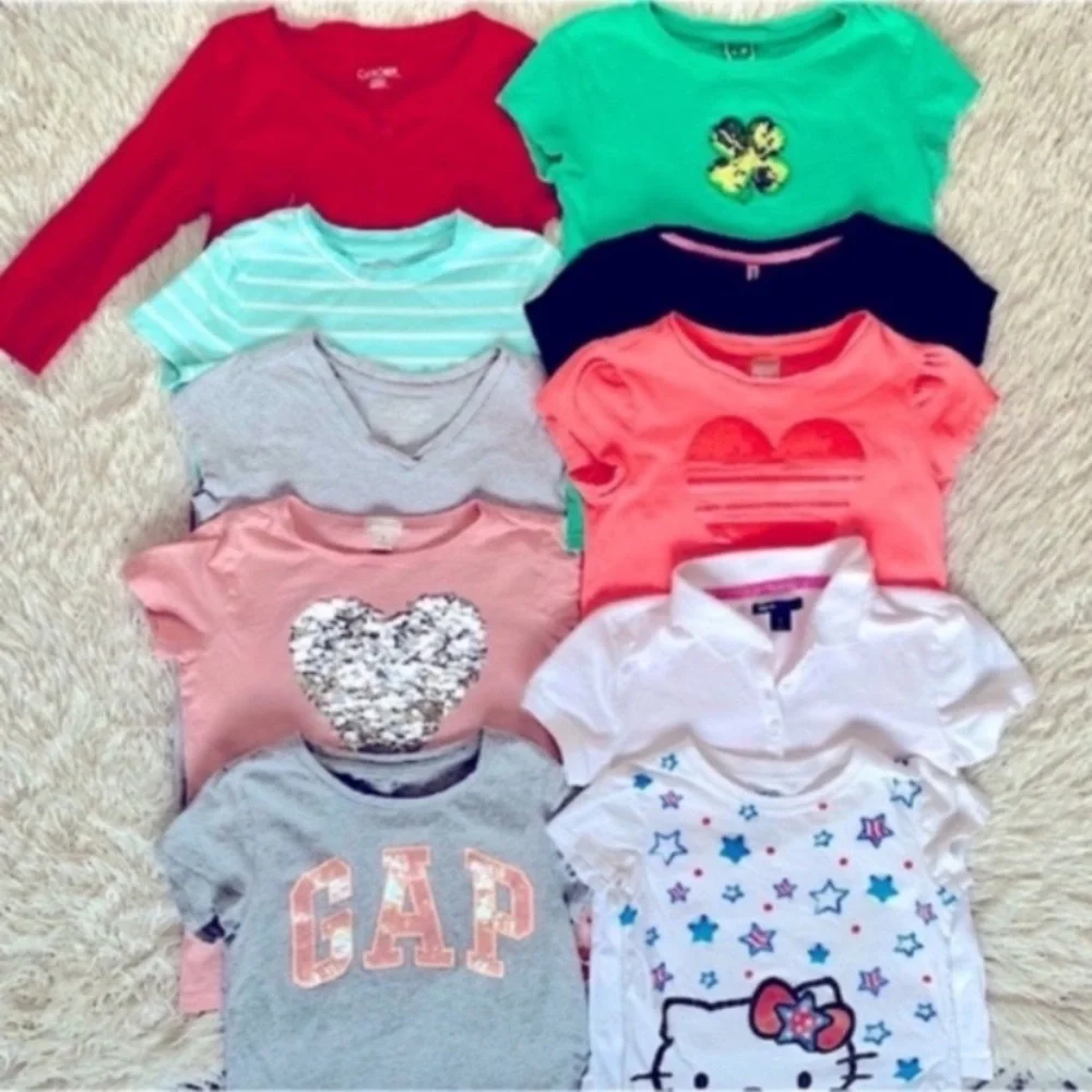 10 Piece Girls Short Sleeve Crewcuts/Gap/Gymboree Top Bundle Size 7/8